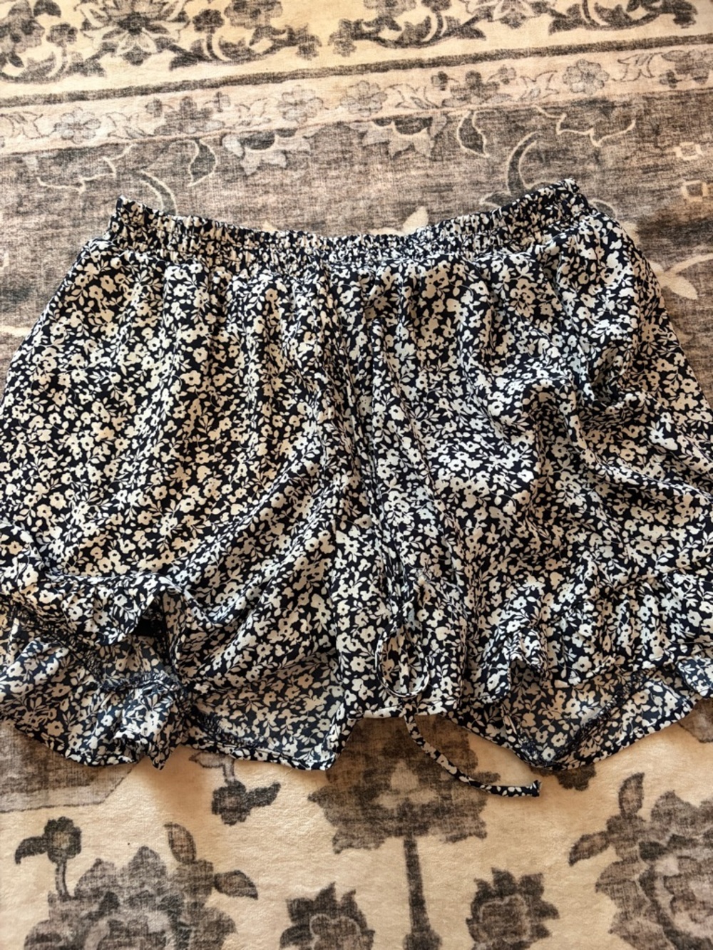 Sienna Sky Black & White Floral Ruffle Skort